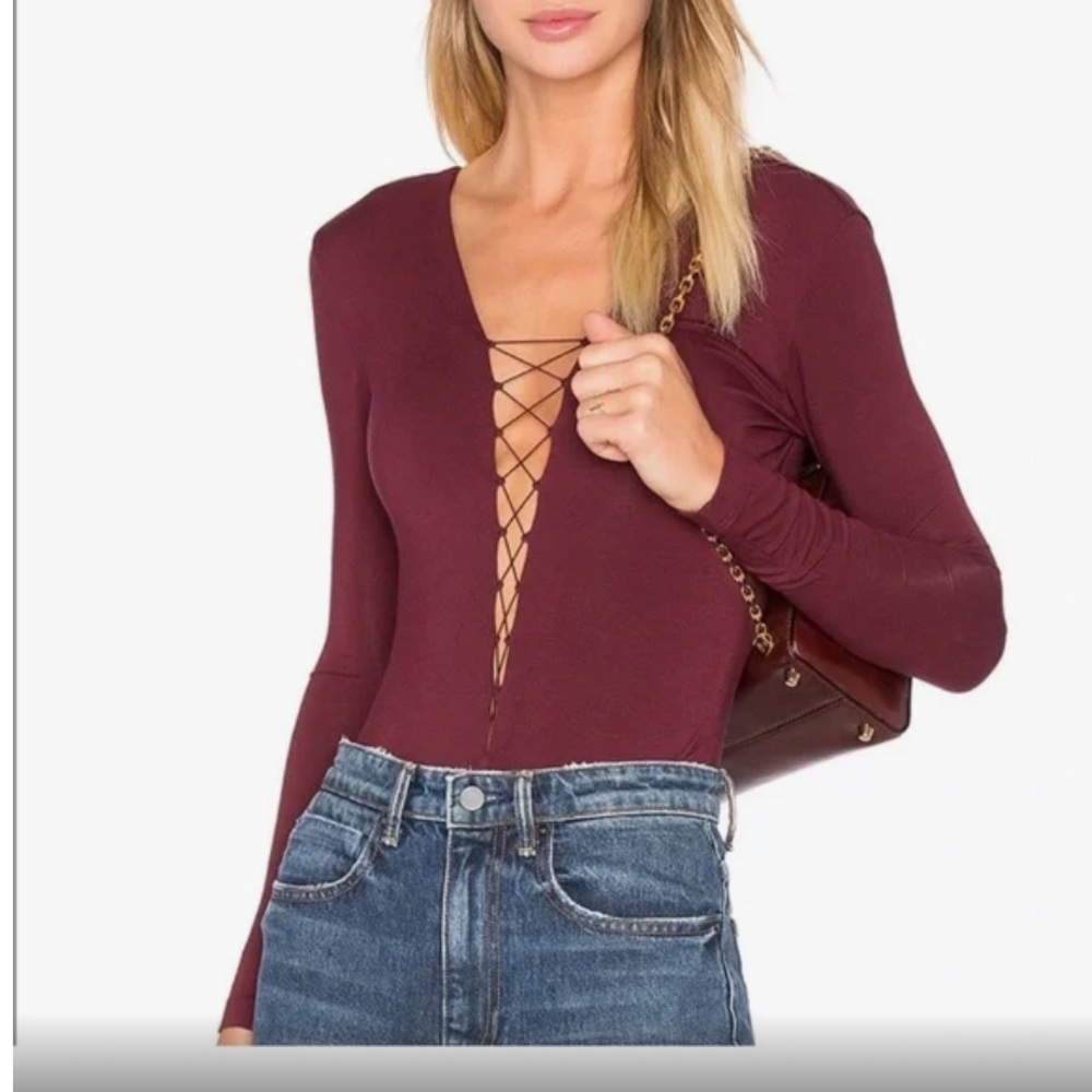 T by Alexander Wang Lace-Up Jersey Bodysuit